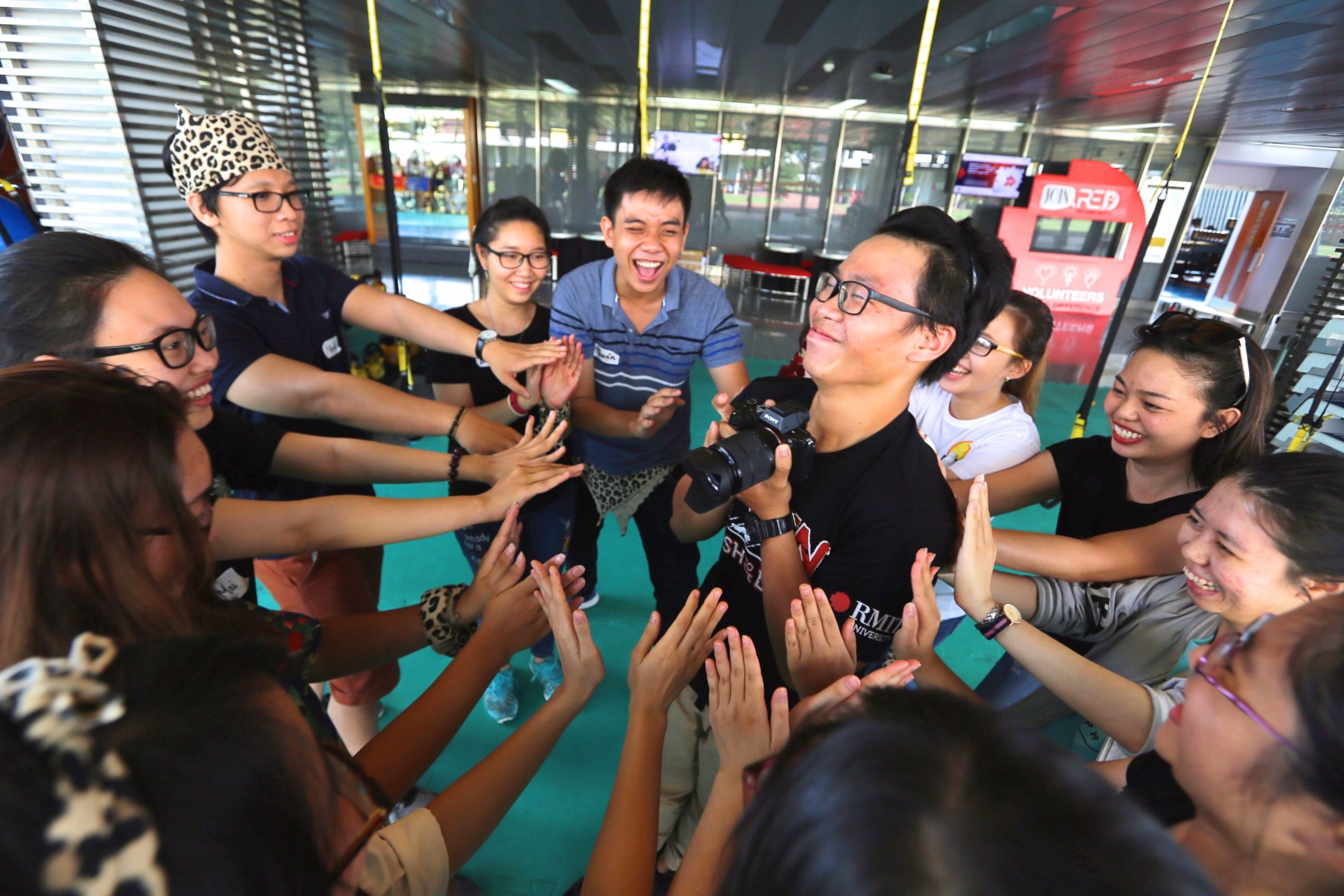 Students have fun in one of the many leadership building activities during the camp.