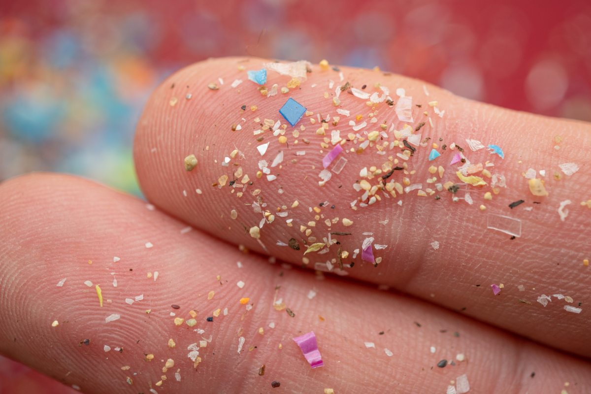 microplastics on human fingers