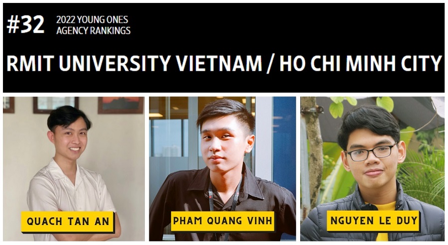 The winning trio are RMIT Professional Communication students Quach Tan An, Pham Quang Vinh and Nguyen Le Duy.