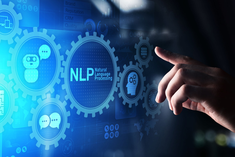 NLP natural language processing cognitive computing technology concept on virtual screen.