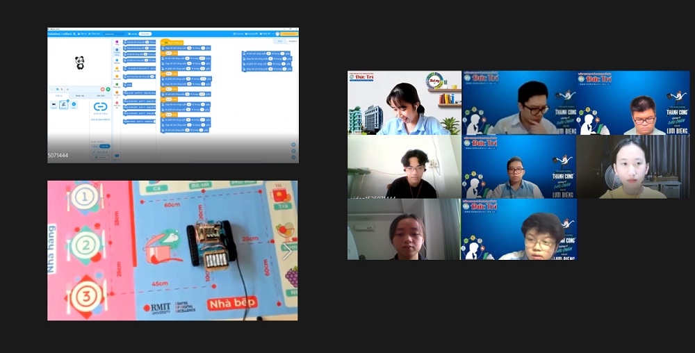 Students from Duc Tri high school (Ho Chi Minh City) presented their robotics and coding project virtually.