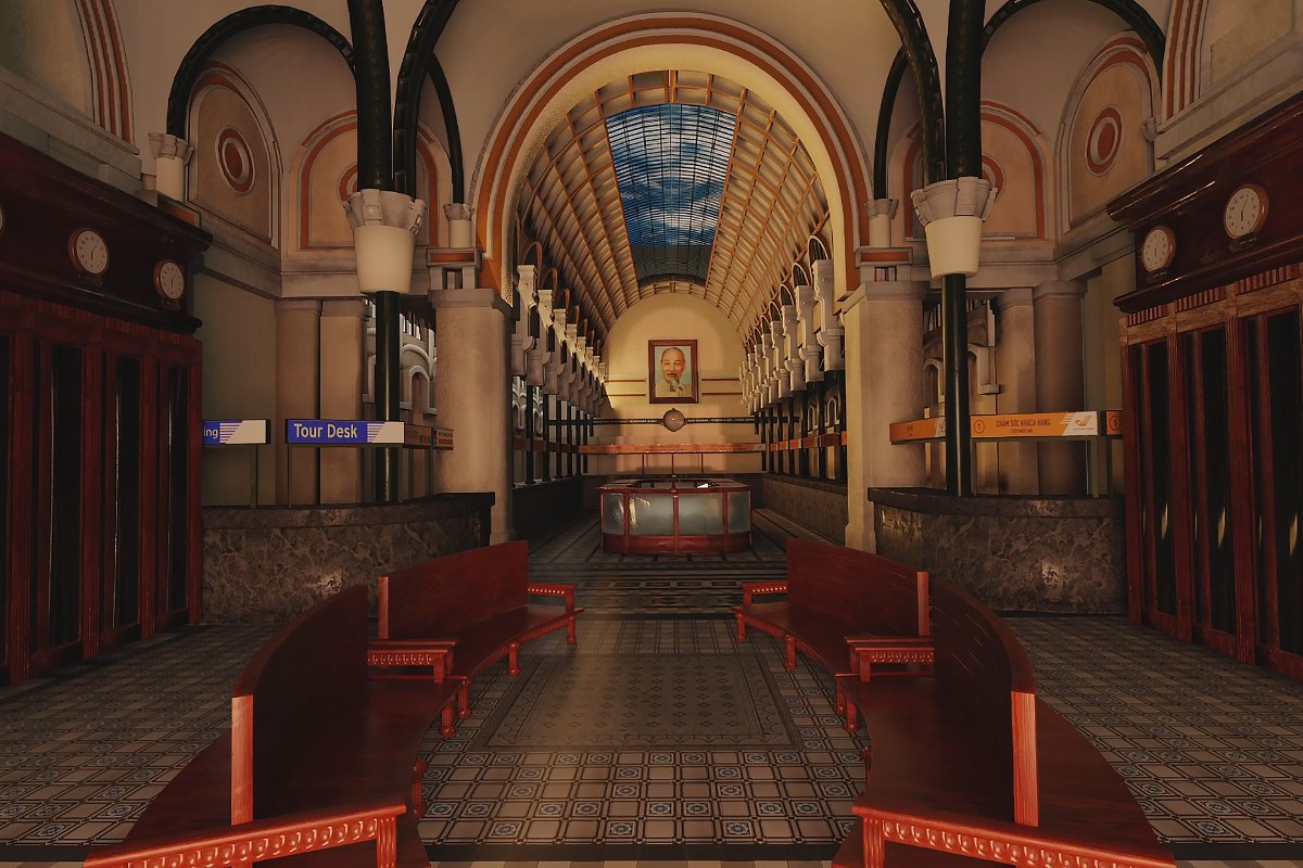 Saigon Central Post Office – a French-colonial landmark intertwined with family stories and generations of handwritten letters. (Created by Do Tu Uyen)