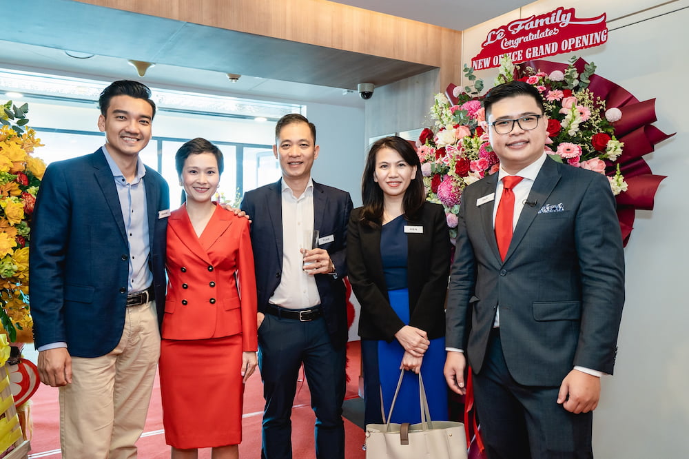Notable RMIT alumni attended the opening of ASART’s new office with Ms Binh (pictured second from left).