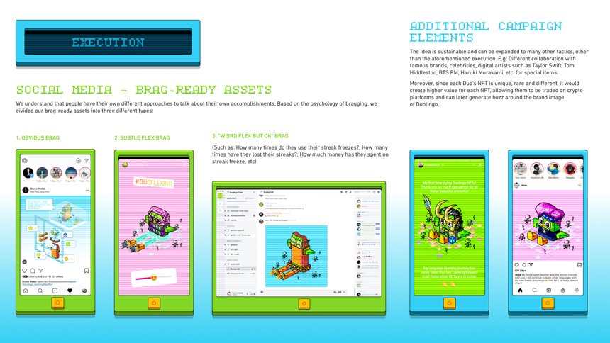 Screenshot of the winning project that aimed to get online users back into learning and use the Duolingo language learning application.