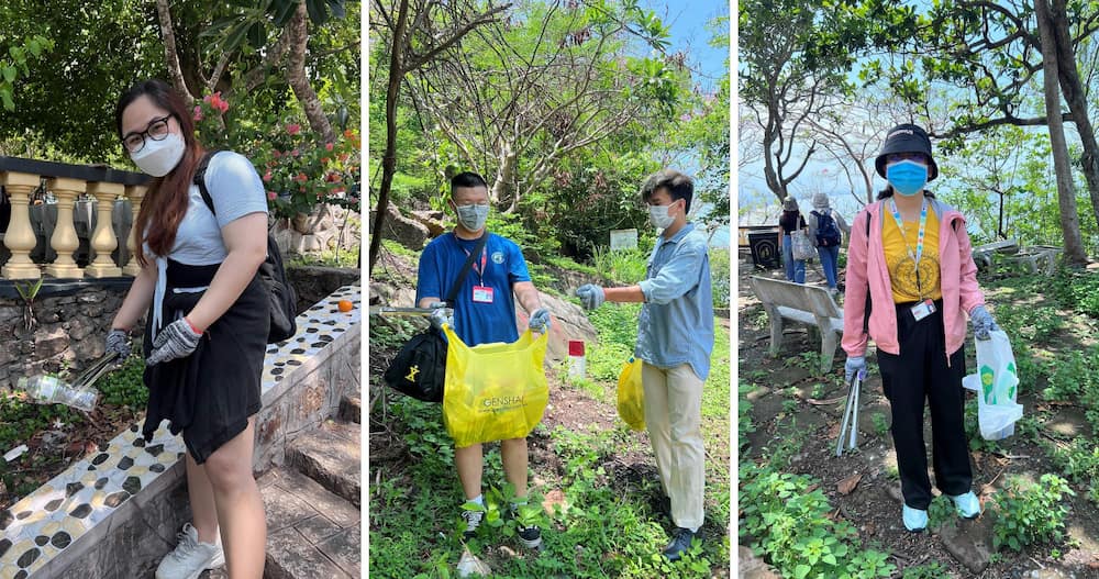 The students collected bottle caps, PET bottles, plastic straws, paper packaging, cigarettes, and even swimming clothes during a two-hour cleaning journey.