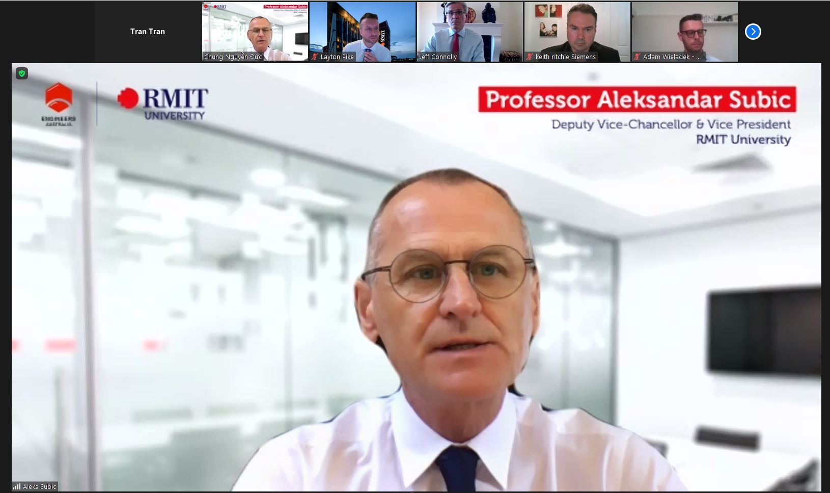 RMIT University Deputy Vice-Chancellor (STEM College) and Vice President Digital Innovation, Professor Aleks Subic joined virtually from Australia. 