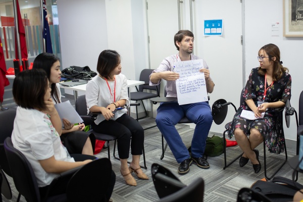 Group discussion at the Hanoi event.