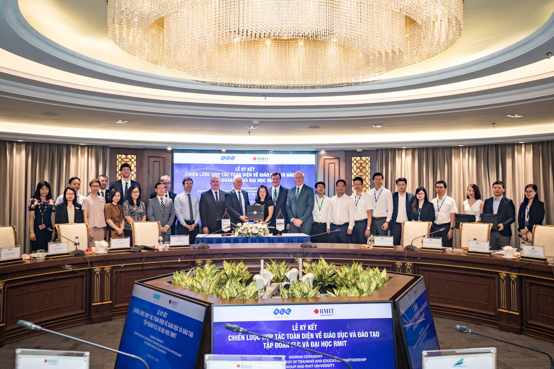 FLC Group and RMIT University representatives at the signing ceremony