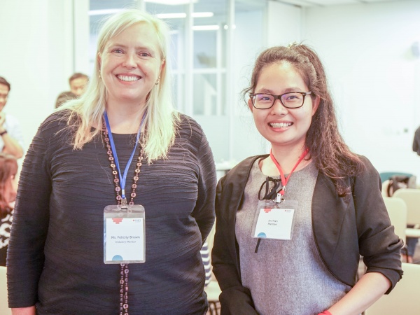 Bachelor of Tourism and Hospitality Management student Tran Ngoc Phuc An (right) has gained clarity about her career by working with her mentor Ms Felicity Brown, newly appointed Career Consulting and Development Manager at RMIT Vietnam.