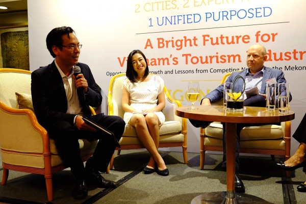 RMIT Vietnam School of Business and Management Manager Nhan Nguyen poses a question during the event A Bright Future for Vietnam's Tourism Industry.