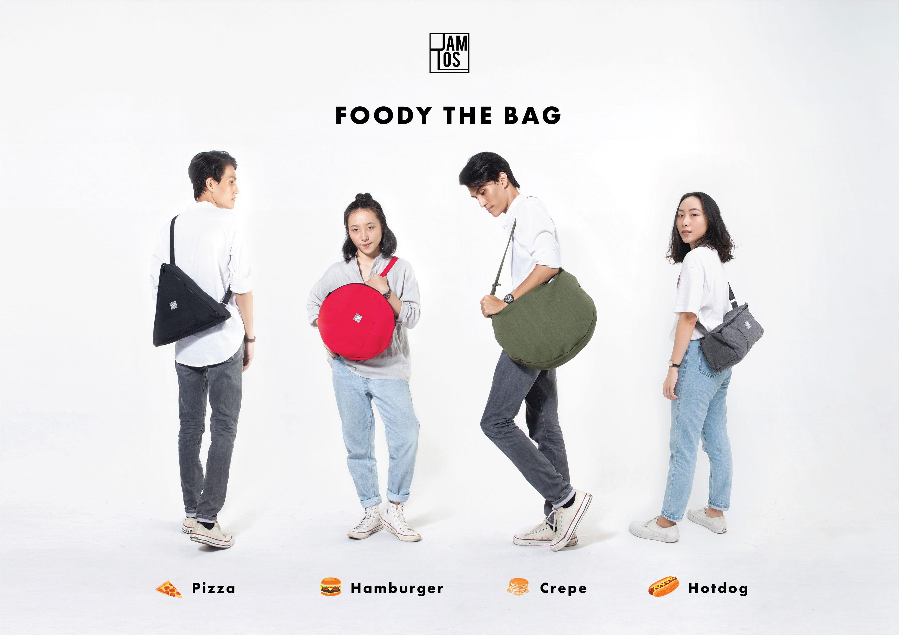 Bộ sưu tập FoodyTheBag của Jamlos với những chiếc túi lấy cảm hứng từ bánh hotdog, pizza, hamburger và bánh crepe, kể về tình yêu bánh ngọt và ẩm thực.