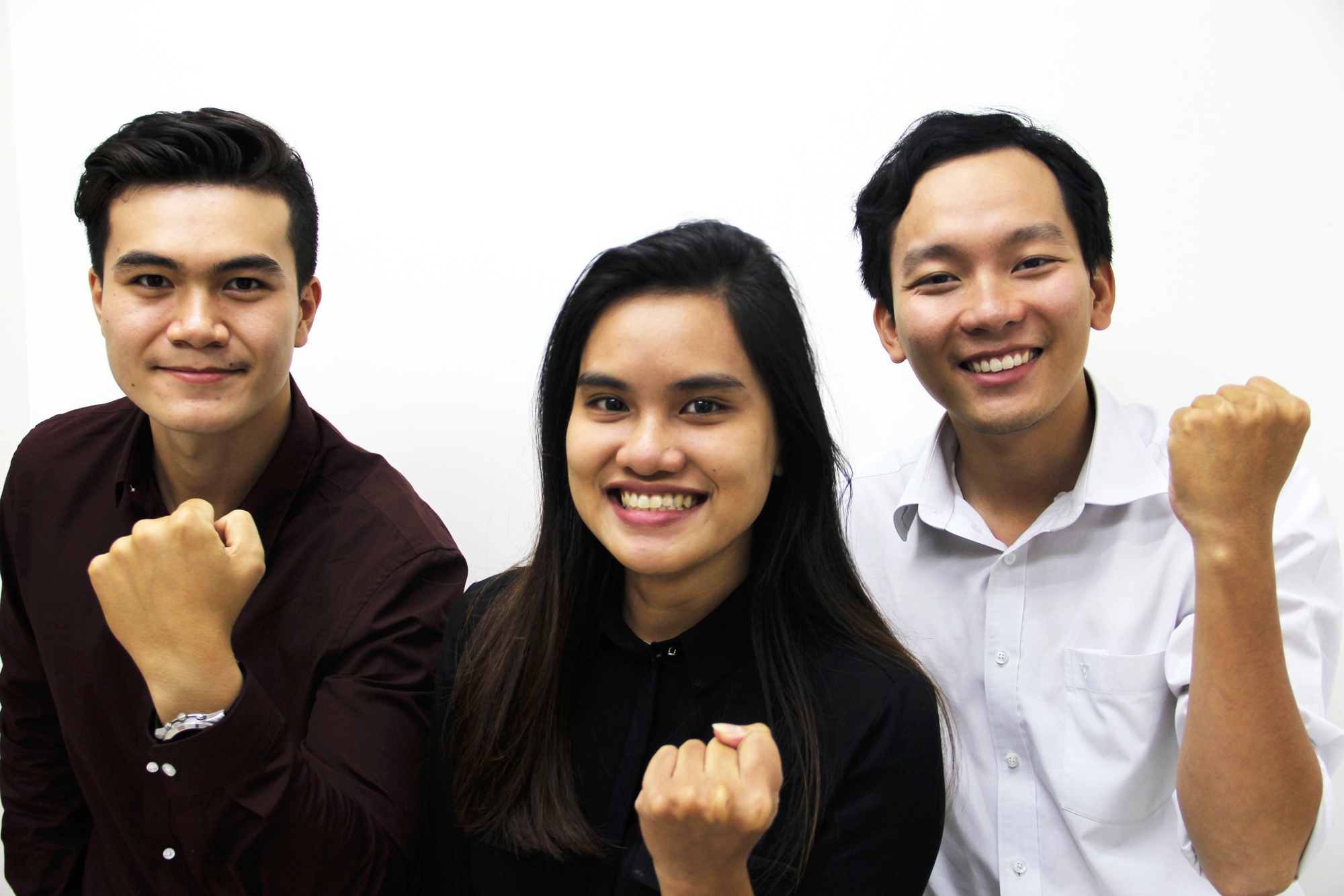 RMIT Vietnam interns at TRG International (from left): David Mechin, Nguyen Huynh Anh Ngoc and Nguyen Cao Trung.