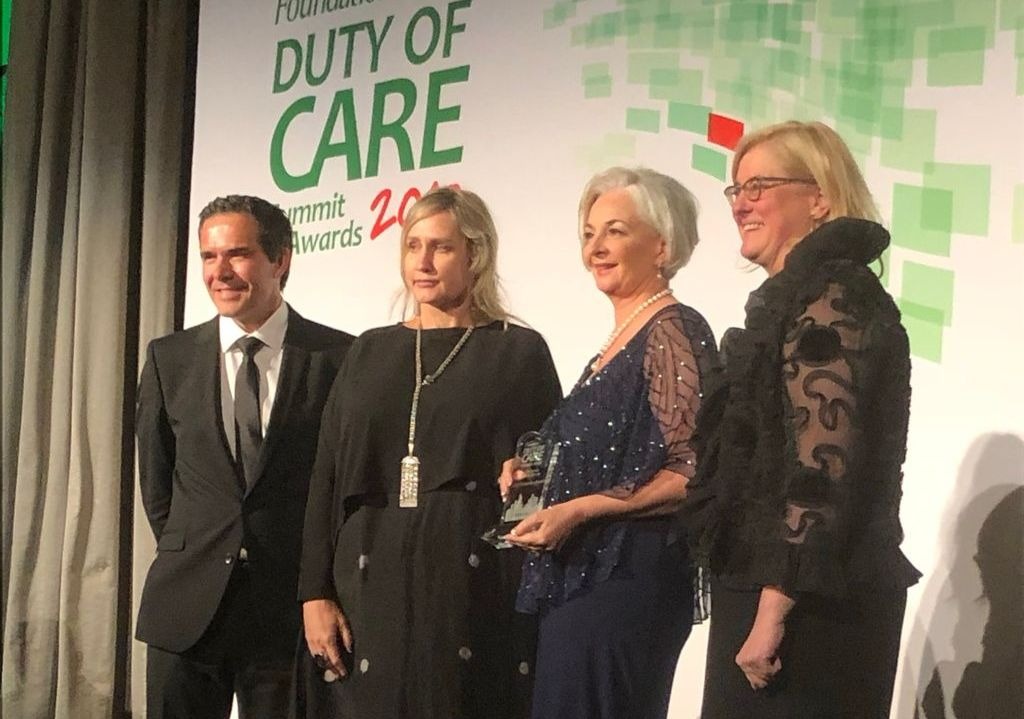 RMIT Vietnam President Professor Gael McDonald (second from right) and Melissa Delaney (second from left), Senior Manager Student Life accept the 2018 Duty of Care Award in Chicago, USA.