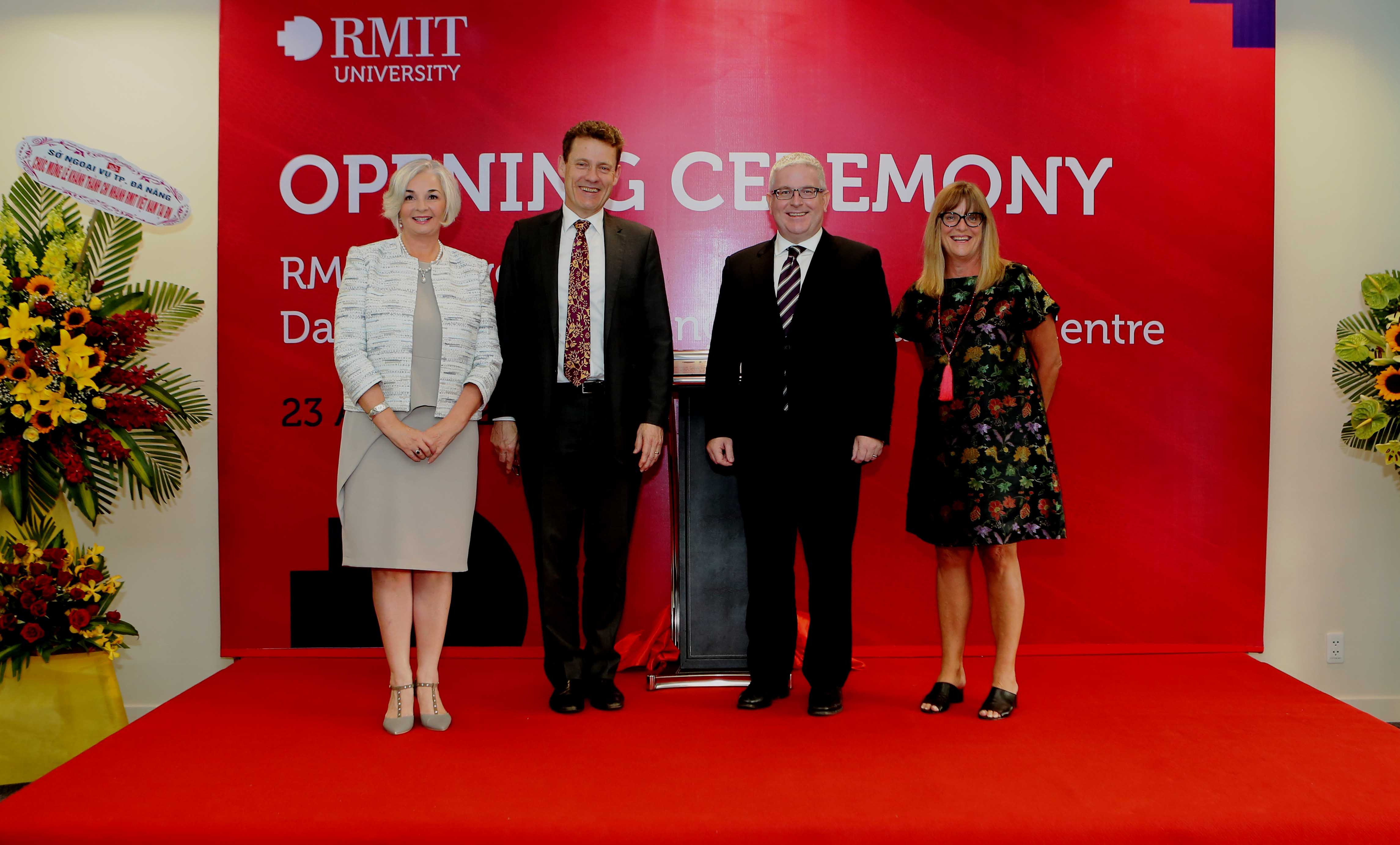 (From left) Professor Gael McDonald, RMIT Vietnam President; Professor Andrew MacIntyre, RMIT University Deputy Vice-Chancellor Global Development & Vice-President; HE Mr Craig Chittick, Australian Ambassador to Vietnam; and Ms Karen Lanyon, Australian Consul-General to Ho Chi Minh City.