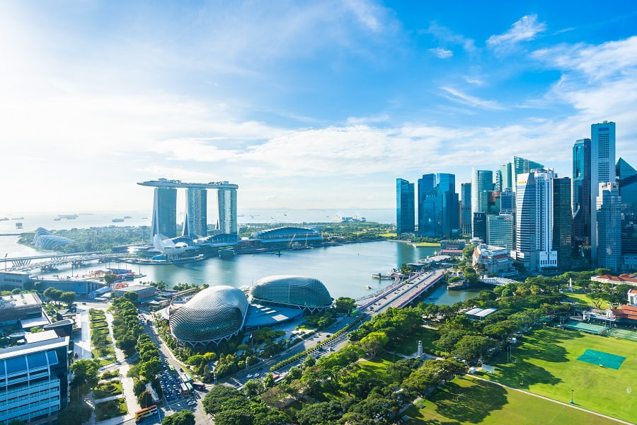 Aerial view of Marina Bay in Singapore