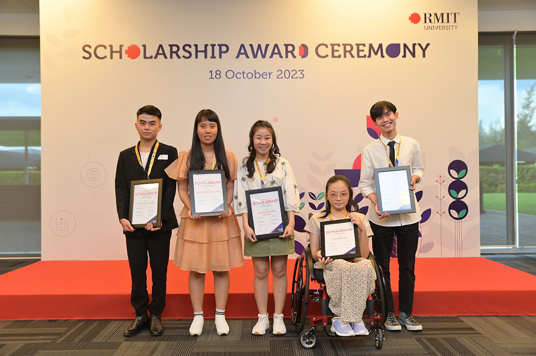 Phi and other beneficiaries of the Opportunity Scholarship at the Saigon South campus, RMIT Vietnam. 