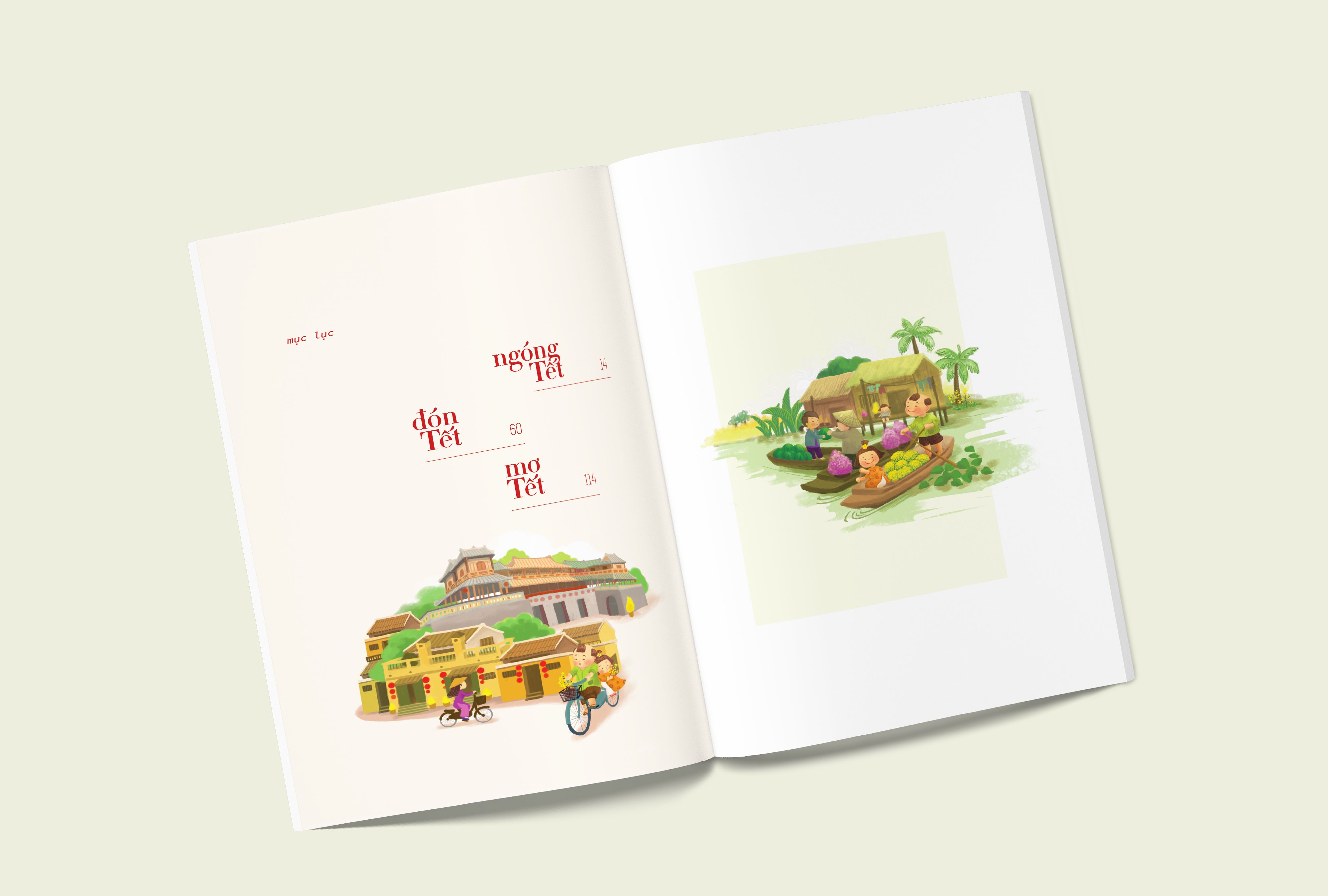 The issue “Vui nhu Tet” contains 144 pages divided into 12 articles on three topics: “Ngóng Tết” (Tet expectation), “Đón Tết” (Tet celebration) and “Mơ Tết” (Tet dream). 