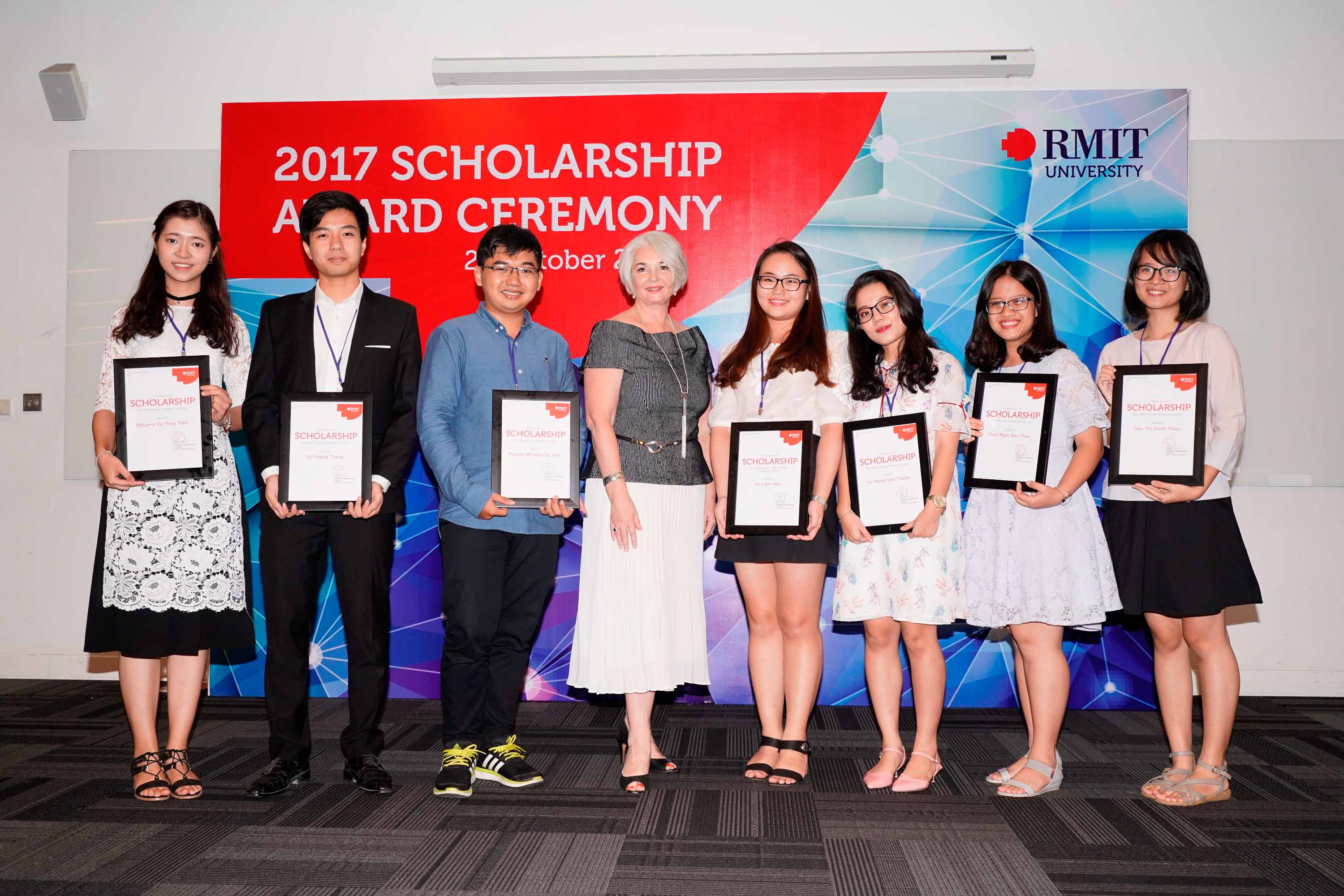 Professor Gael McDonald (middle) with President's Scholar award winners