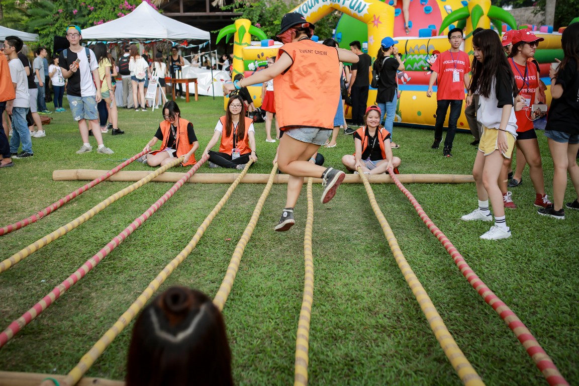 Students participate in a traditional Vietnamese dance. 