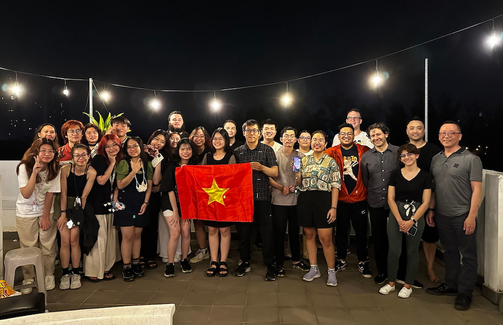 RMIT lecturers, winners and their friends gathered in Ho Chi Minh City to watch the livestream of the awards ceremony in the early morning of 7 July 2023.