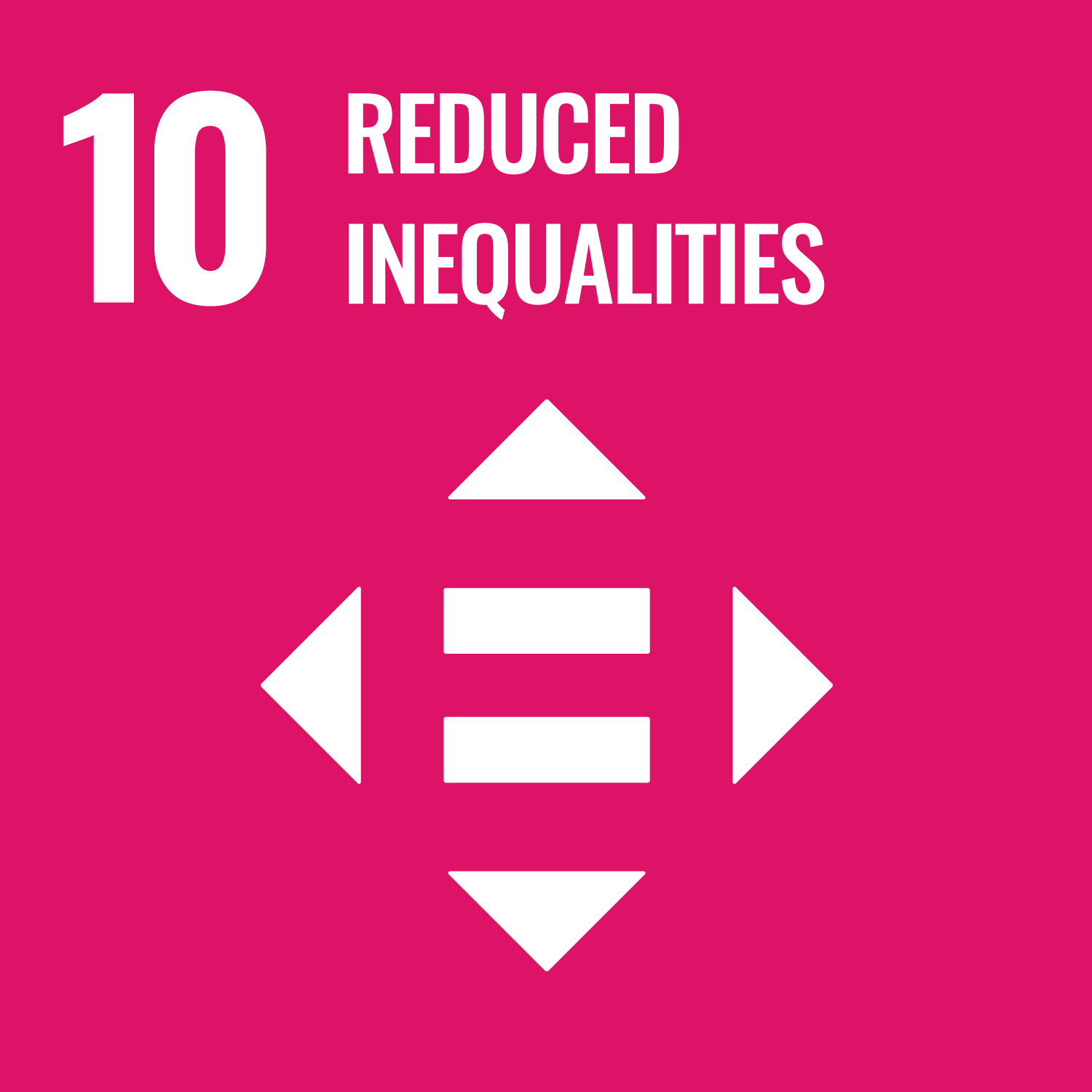 the phrase 10 reduced inequalities in white on a pink background