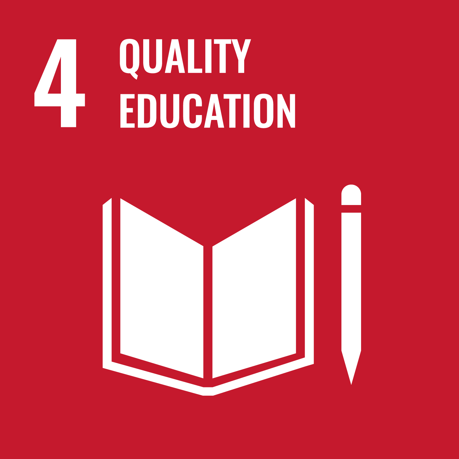 the phrase 4 quality education in white on a red background
