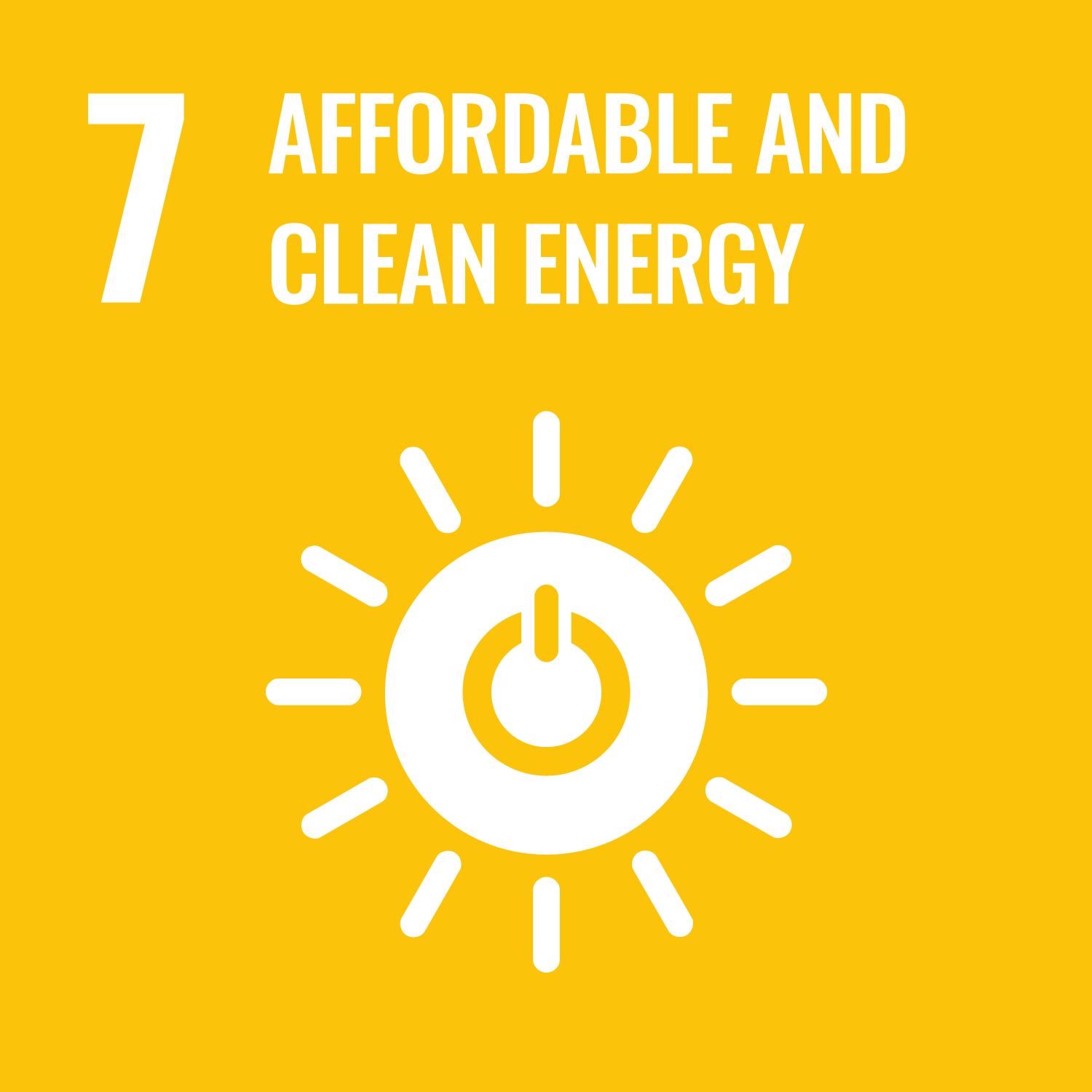 the phrase 7 affordable and clean energy in white on a yellow background