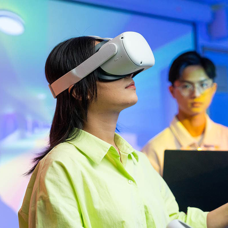 Girl using VR headset