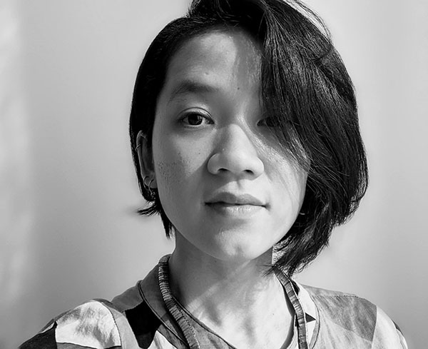 a headshot of a woman in black and white