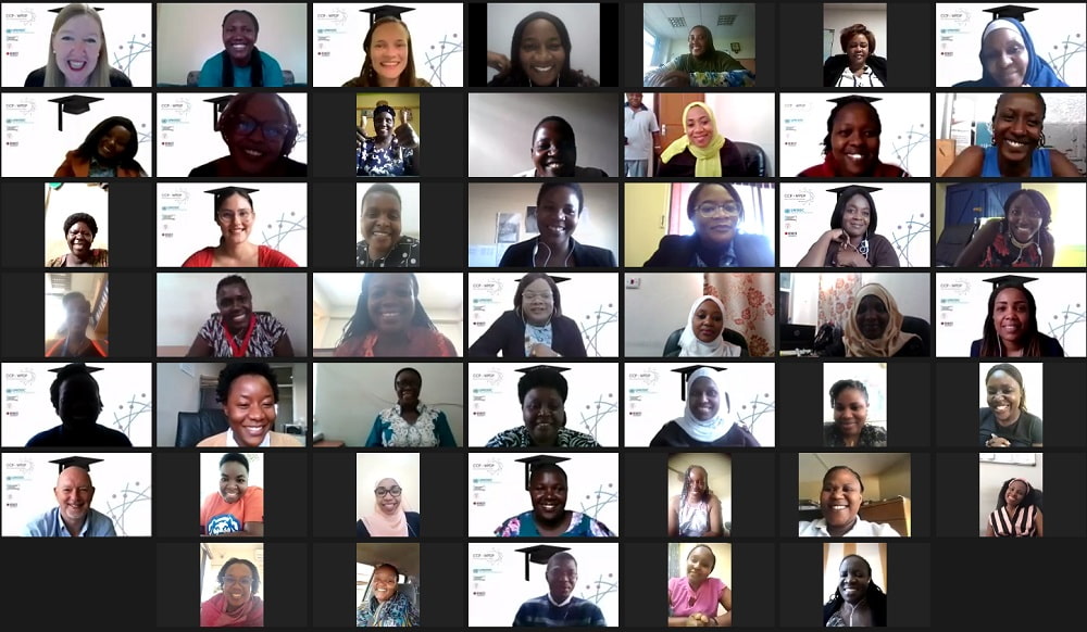 Virtual meeting screenshot of participants and instructors of the program